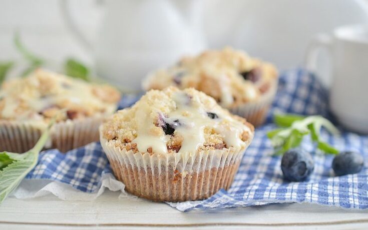 Blueberry Cream Cheese Muffins @ AHomeToMake.com