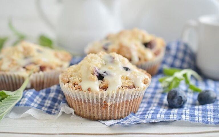 Blueberry Cream Cheese Muffins @ AHomeToMake.com